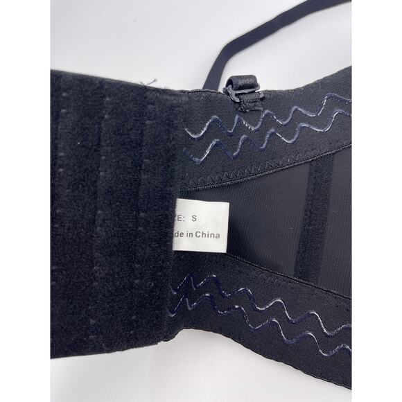 Black Beaded Corset Bustier Crop Top Bralette with Removable Straps | Size S - Picture 10 of 11